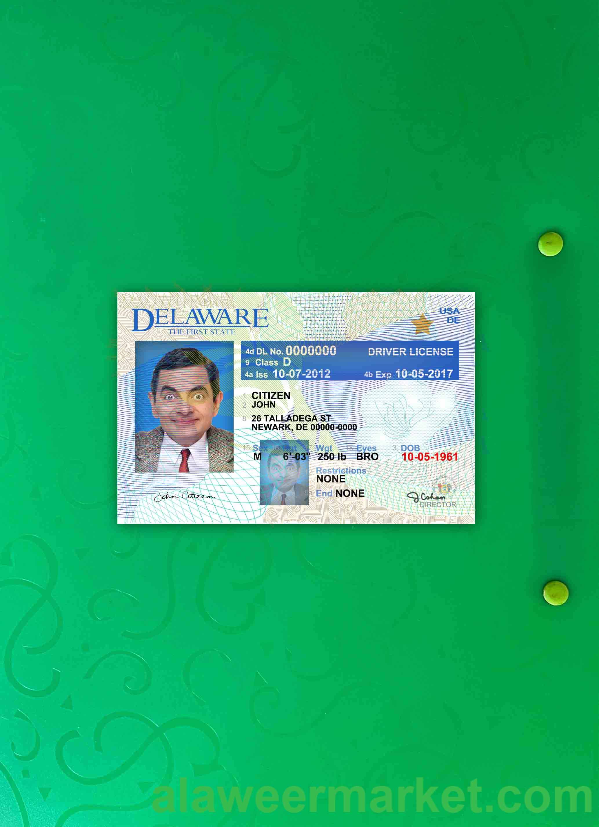 USA Delaware driving license version 2 photolook FRONT